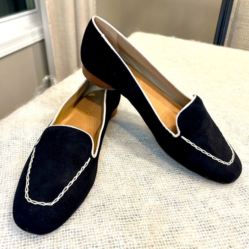 Bernardo for Anthropologie Women’s Edyth Black leather Slip-On Loafers, Size 9